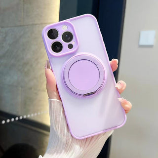 Auramma Collections Minimalist Frosted Matte Black Sand Gray Plum Dark Green Blue Lilac Baby Pink MagSafe Pull Out 360 Degree Turning Stand Soft TPU Case iPhone 17 16 15 14 Pro Max Plus Air