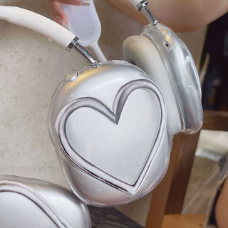 Auramma Collections Minimalist Big Silver Hollow Heart Soft AirPods Max Case