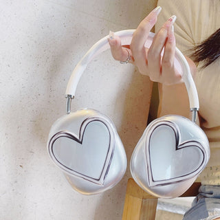 Auramma Collections Minimalist Big Silver Hollow Heart Soft AirPods Max Case