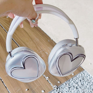 Auramma Collections Minimalist Big Silver Hollow Heart Soft AirPods Max Case