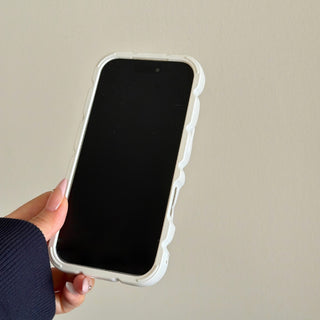 Auramma Collections Minimalist Soft Aesthetic Pearl White 3D Cubes Waffles Pillow Style TPU iPhone 17 16 15 14 13 Pro Max Case