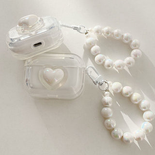 Auramma Collections Avant Basic Minimalist Softcore Milky Clear Round Edged Big White Heart Soft TPU AirPods Pro 1 2 3 4 Case