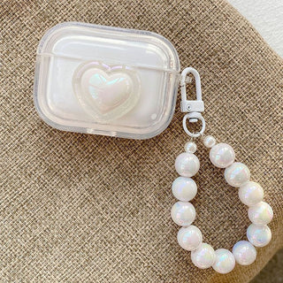 Auramma Collections Avant Basic Minimalist Softcore Milky Clear Round Edged Big White Heart Soft TPU AirPods Pro 1 2 3 4 Case