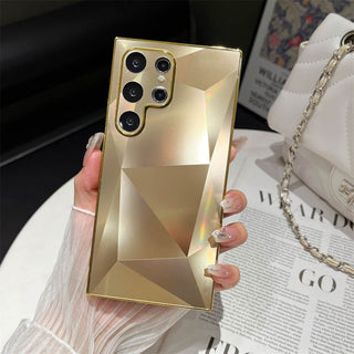 Auramma Collections Cool Aesthetic Brushed Finish Plain Laser Color Black Pink Purple Silver Gold Flat 2D Diamond Look Style Soft TPU Case Samsung Galaxy S25 S24 S23 S22 Ultra Plus