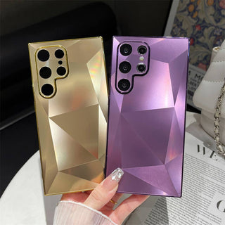 Auramma Collections Cool Aesthetic Brushed Finish Plain Laser Color Black Pink Purple Silver Gold Flat 2D Diamond Look Style Soft TPU Case Samsung Galaxy S25 S24 S23 S22 Ultra Plus