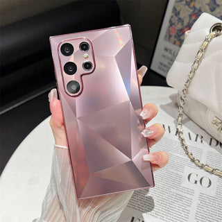 Auramma Collections Cool Aesthetic Brushed Finish Plain Laser Color Black Pink Purple Silver Gold Flat 2D Diamond Look Style Soft TPU Case Samsung Galaxy S25 S24 S23 S22 Ultra Plus