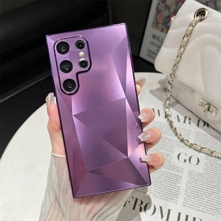 Auramma Collections Cool Aesthetic Brushed Finish Plain Laser Color Black Pink Purple Silver Gold Flat 2D Diamond Look Style Soft TPU Case Samsung Galaxy S25 S24 S23 S22 Ultra Plus