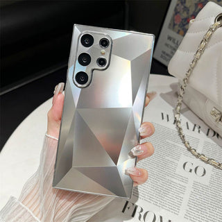 Auramma Collections Cool Aesthetic Brushed Finish Plain Laser Color Black Pink Purple Silver Gold Flat 2D Diamond Look Style Soft TPU Case Samsung Galaxy S25 S24 S23 S22 Ultra Plus