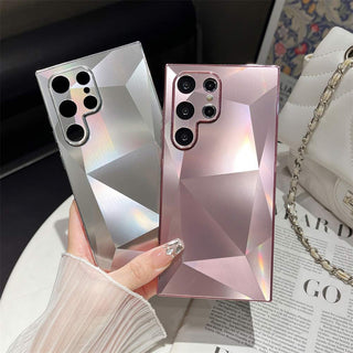 Auramma Collections Cool Aesthetic Brushed Finish Plain Laser Color Black Pink Purple Silver Gold Flat 2D Diamond Look Style Soft TPU Case Samsung Galaxy S25 S24 S23 S22 Ultra Plus