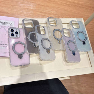 Auramma Collections Soft Aesthetic Glitter Pastel Jello Color Pink White Yellow Purple Blue MagSafe Pull Stand Soft TPU Case iPhone 17 16 15 14 13 Pro Max Plus Air