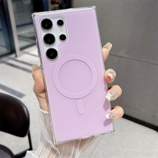 Auramma Collections Softcore Dreamy Glossy Pastel Purple Pink Yellow Blue MagSafe Matching Wrist Charm Soft TPU Case Samsung Galaxy S25 S24 S23 S22 Ultra Plus FE