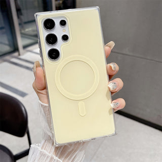 Auramma Collections Softcore Dreamy Glossy Pastel Purple Pink Yellow Blue MagSafe Matching Wrist Charm Soft TPU Case Samsung Galaxy S25 S24 S23 S22 Ultra Plus FE