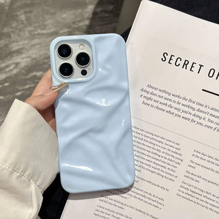 Auramma Collections Summer Vibrant Aesthetic Glossy Candy Macaron Mint Green Baby Blue Barbie Pink Sunny Yellow 3D Crinkles Style Soft TPU Case iPhone 16 15 14 13 12 11 Pro Max Plus