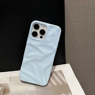 Auramma Collections Summer Vibrant Aesthetic Glossy Candy Macaron Mint Green Baby Blue Barbie Pink Sunny Yellow 3D Crinkles Style Soft TPU Case iPhone 16 15 14 13 12 11 Pro Max Plus