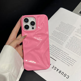 Auramma Collections Summer Vibrant Aesthetic Glossy Candy Macaron Mint Green Baby Blue Barbie Pink Sunny Yellow 3D Crinkles Style Soft TPU Case iPhone 16 15 14 13 12 11 Pro Max Plus
