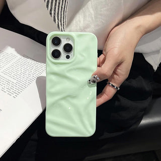Auramma Collections Summer Vibrant Aesthetic Glossy Candy Macaron Mint Green Baby Blue Barbie Pink Sunny Yellow 3D Crinkles Style Soft TPU Case iPhone 16 15 14 13 12 11 Pro Max Plus