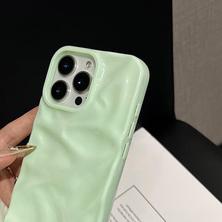 Auramma Collections Summer Vibrant Aesthetic Glossy Candy Macaron Mint Green Baby Blue Barbie Pink Sunny Yellow 3D Crinkles Style Soft TPU Case iPhone 16 15 14 13 12 11 Pro Max Plus