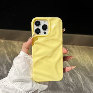 Auramma Collections Summer Vibrant Aesthetic Glossy Candy Macaron Mint Green Baby Blue Barbie Pink Sunny Yellow 3D Crinkles Style Soft TPU Case iPhone 16 15 14 13 12 11 Pro Max Plus