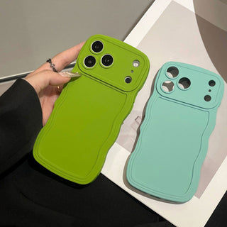 Auramma Collections Minimalist Aesthetic Wavy Edge Matte Plain White Pink Blue Black Green Fuchsia Yellow Soft TPU Case iPhone 17 16 15 Pro Max Plus Air