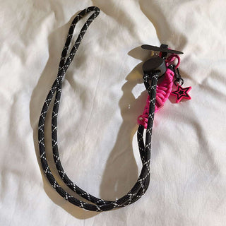 Auramma Collections Y2K Pink White Black Fuchsia Star Double Rope Mobile Phone Crossbody Lanyard