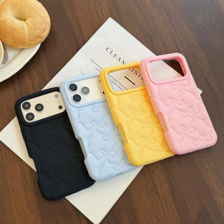 Auramma Collections Matte 3D Ribbon Pattern Blue Pink Yellow Black Soft TPU Case iPhone 17 16 15 14 13 Pro Max Plus