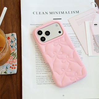 Auramma Collections Matte 3D Ribbon Pattern Blue Pink Yellow Black Soft TPU Case iPhone 17 16 15 14 13 Pro Max Plus