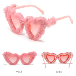Auramma Collections Y2K Extra Plush Heart Shaped Frame White Purple Pink Blue Brown Black Colored Lenses Sunglasses