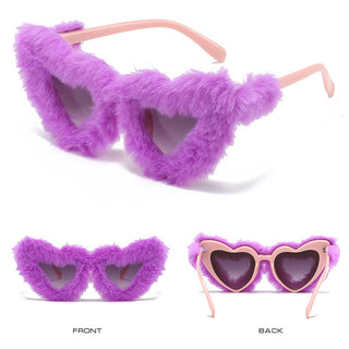Auramma Collections Y2K Extra Plush Heart Shaped Frame White Purple Pink Blue Brown Black Colored Lenses Sunglasses