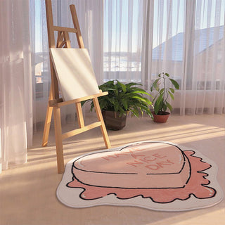 Auramma Collections Y2K Funky Cute Faux Wool Pink Melting 3D Heart Have A Nice Day Bedside Living Room Area Rug