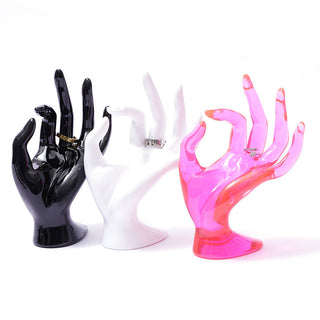 Auramma Collections Y2K Clear Pink Black White OK Hand Gesture Jewelry Display Stand