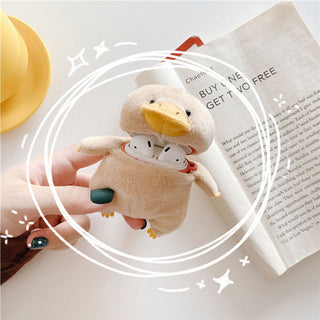Auramma Collections funny cute adorable ugly plush fluffy duck AirPods 1/2 Pro case perfect holiday gift for her