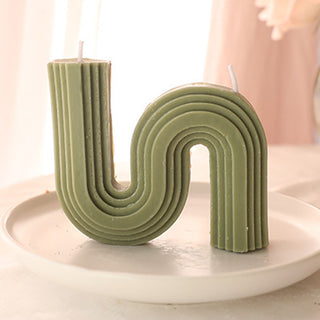 Auramma Collections Avant Basic Curvy N Shaped Stripe Finish Pastel Dark Green Color Breeze Scented Candle