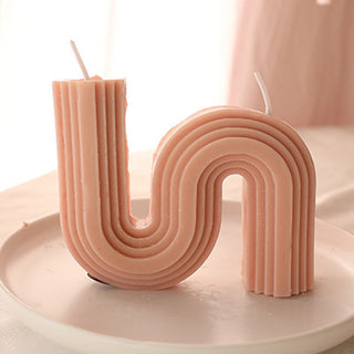 Auramma Collections Avant Basic Curvy N Shaped Stripe Finish Dark Pastel Dusty Pink Color Cinnamon Peach Scented Candle