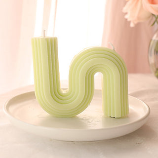 Auramma Collections Avant Basic Curvy N Shaped Stripe Finish Pastel Light Green Color Breeze Scented Candle