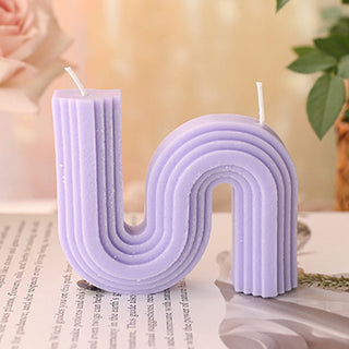Auramma Collections Avant Basic Curvy N Shaped Stripe Finish Pastel Taro Purple Color Vanilla Scented Candle