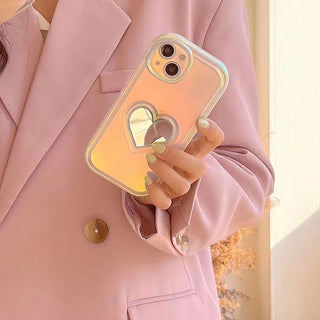 Auramma Collections Avant Basic Dreamy Radiant Fairy Colors Heart Mirror Soft TPU Case iPhone 14 13 12 11 Pro Max