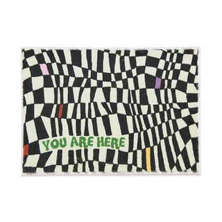 Auramma Collections Avant Basic Funky Wavy Distorted Dense Warped Colored Checkered Checkerboard Purple Yellow Black White Blue Green Orange Bedside Living Area Rug