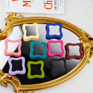 Auramma Collections Avant Basic Funky Inner Wavy Bold Color Hot Baby Pink Black Matcha Greyish Green Wine Red Lavender Purple Cream Frame Mirror Pull Out Phone Grip
