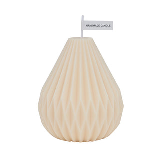 Auramma Collections Avant Basic Geometric Pear Shaped Stripe Finish Light Pastel Champagne Color Orange Scented Candles
