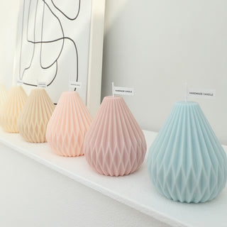 Auramma Collections Avant Basic Geometric Pear Shaped Stripe Finish Light Pastel Color Scented Candles