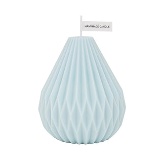 Auramma Collections Avant Basic Geometric Pear Shaped Stripe Finish Light Pastel Sky Blue Color Blueberry Scented Candles