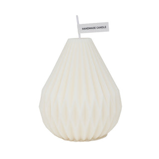 Auramma Collections Avant Basic Geometric Pear Shaped Stripe Finish White Color Rose Scented Candles
