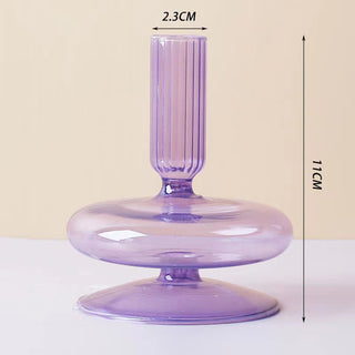 Auramma Collections Avant Basic Glossy Clear Purple Pink Funky Shape Candle Dried Flower Holder