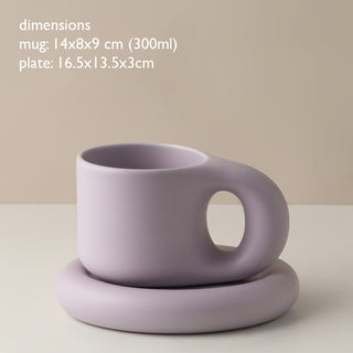 Auramma Collections Avant Basic Plain Matte Lavender Purple Round Chubby Mug Plate Set