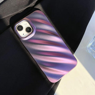Auramma Collections Avant Basic Metallic Purple Silver 3D Matte Silk Look Wavy Texture Soft TPU Case iPhone 14 13 12 11 Pro Max Plus