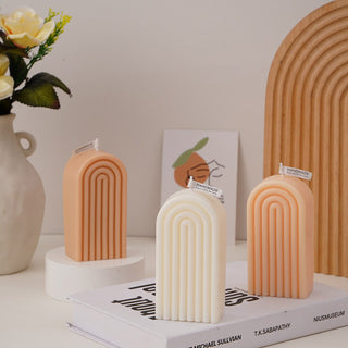 Auramma Collections Avant Basic Modern Arch Shaped Layering Stripe Coffee White Nude Pink Orange Scented Candle