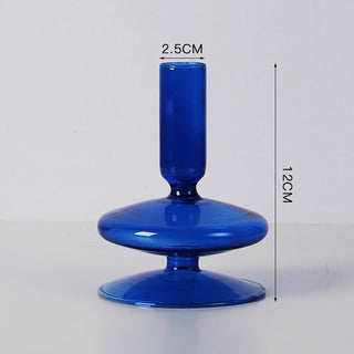 Auramma Collections Avant Basic Popular Modern Blue Clear Funky Layer Gourd Shaped Candle Dried Flower Holder