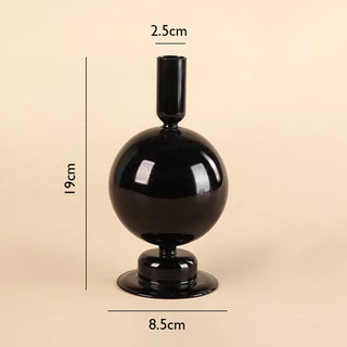 Auramma Collections Avant Basic Modern Solid Black Glossy Funky Layer Gourd Shaped Candle Dried Flower Holder
