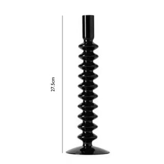 Auramma Collections Avant Basic Modern Solid Black Glossy Funky Layer Gourd Shaped Candle Dried Flower Holder