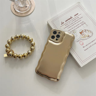Auramma Collections Avant Basic Plain Gold Silver Wavy Cushion Style Soft TPU Case iPhone 15 14 13 12 11 Pro Max Plus